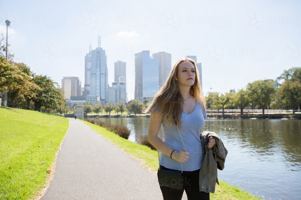 Walking by the Yarra River - Australian Stock Image