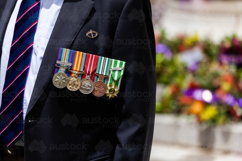 war medals worn on remembrance day - Australian Stock Image