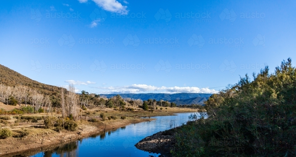 Water in Talbingo Reservoir at low level - Australian Stock Image