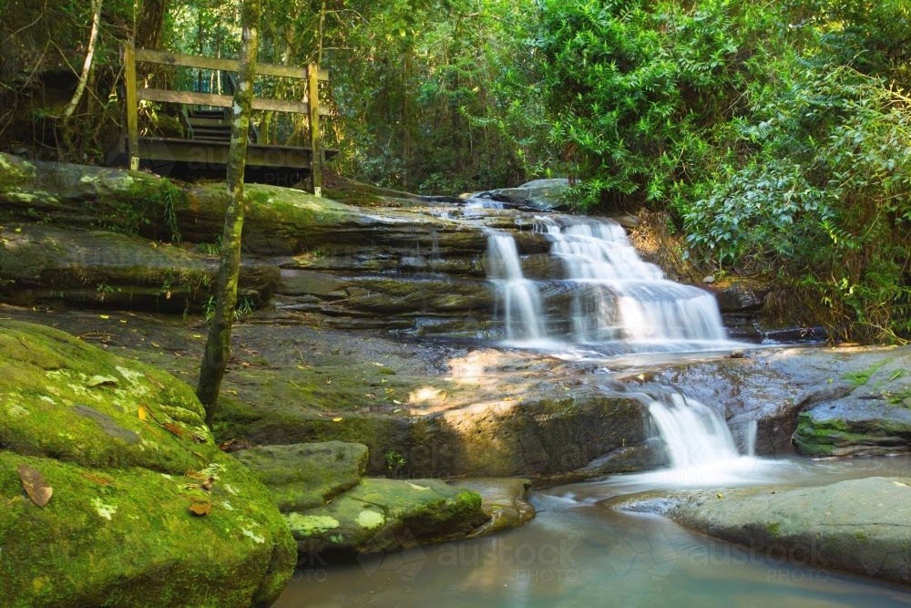 Waterfall in a green forest - Australian Stock Image