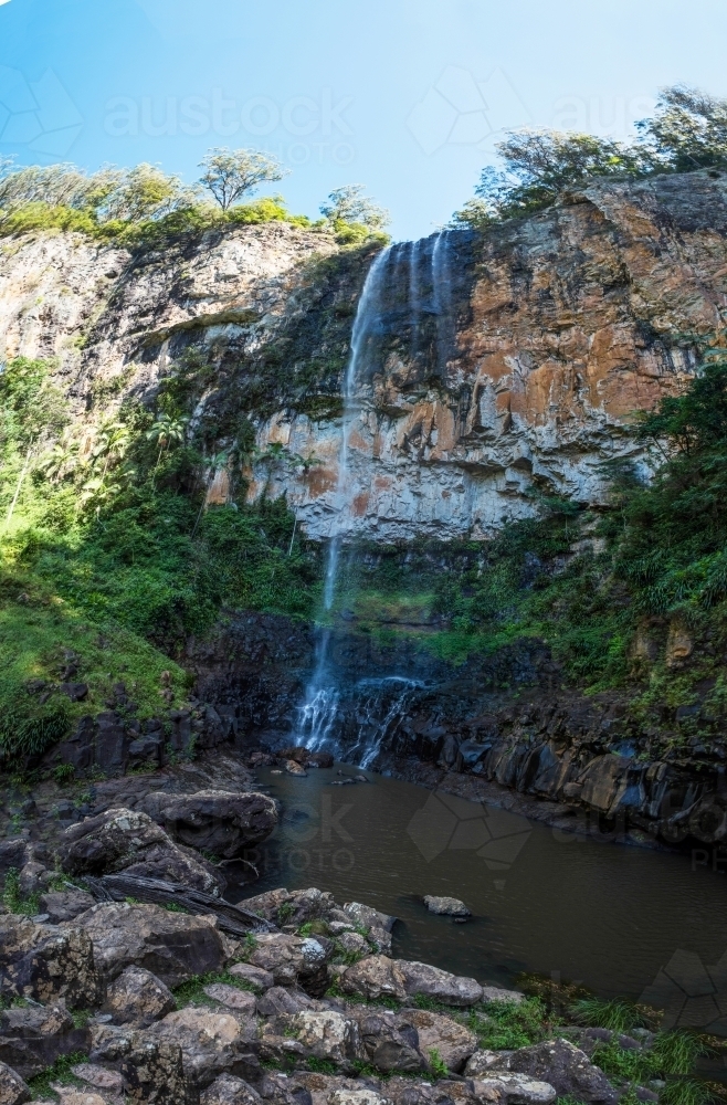 Waterfall on a blue sky day - Australian Stock Image