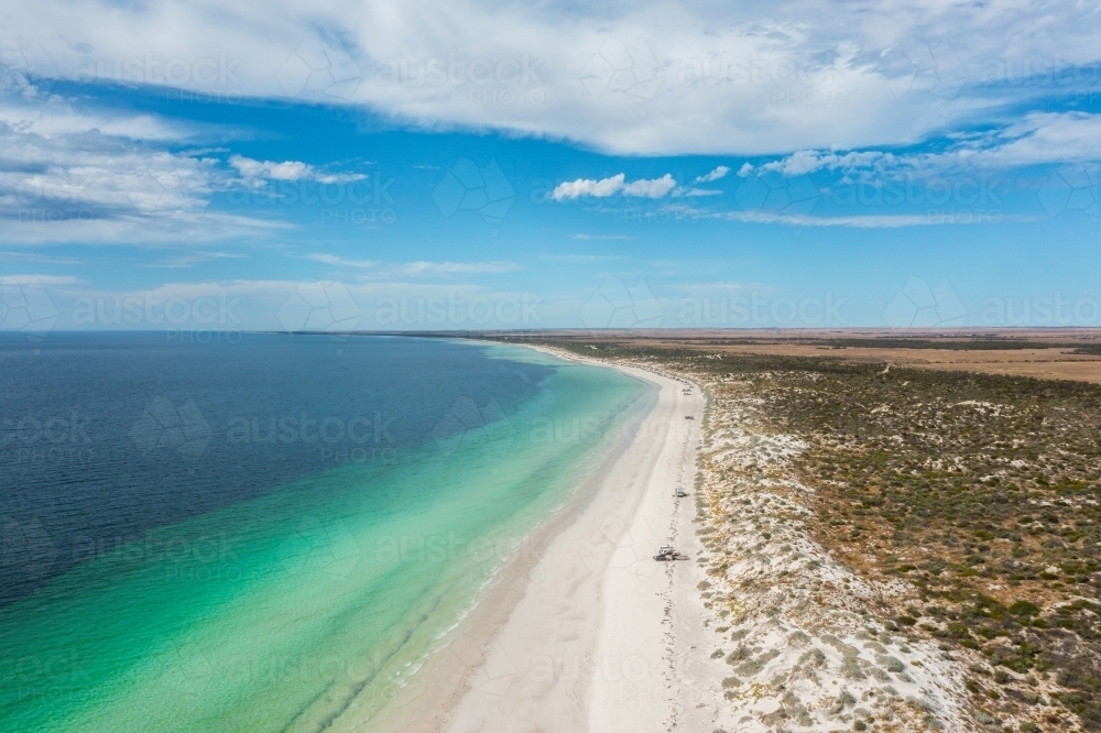 white sandy beaches and blue water on the Yorke Peninsula, South Australia - Australian Stock Image