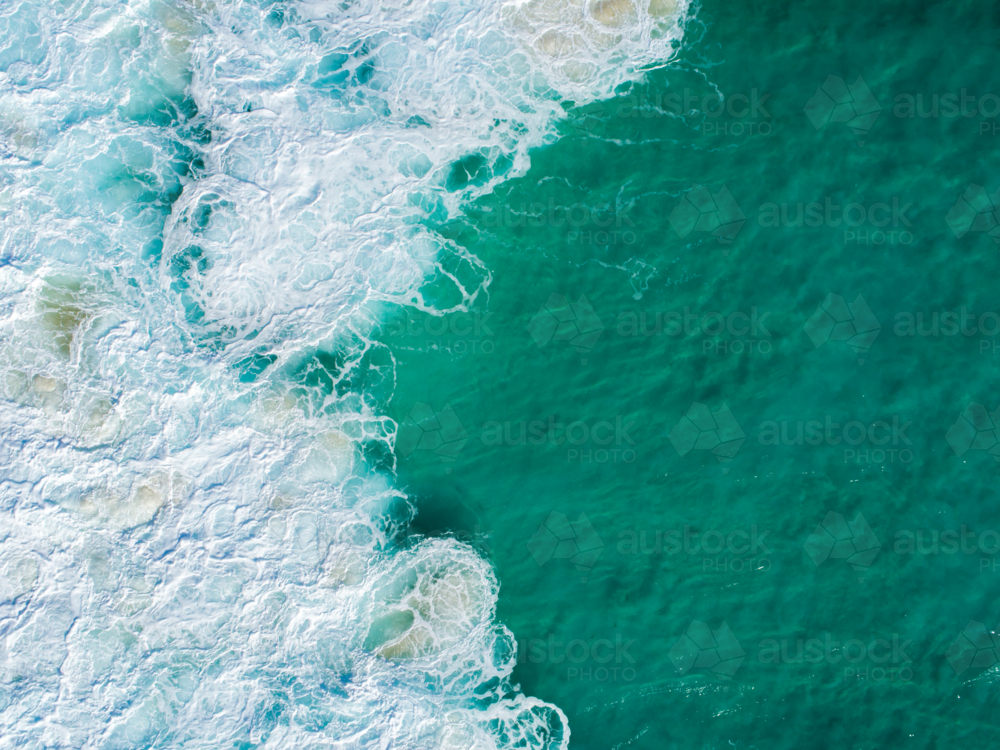 White Wash Churns After Crashing Wave - Australian Stock Image