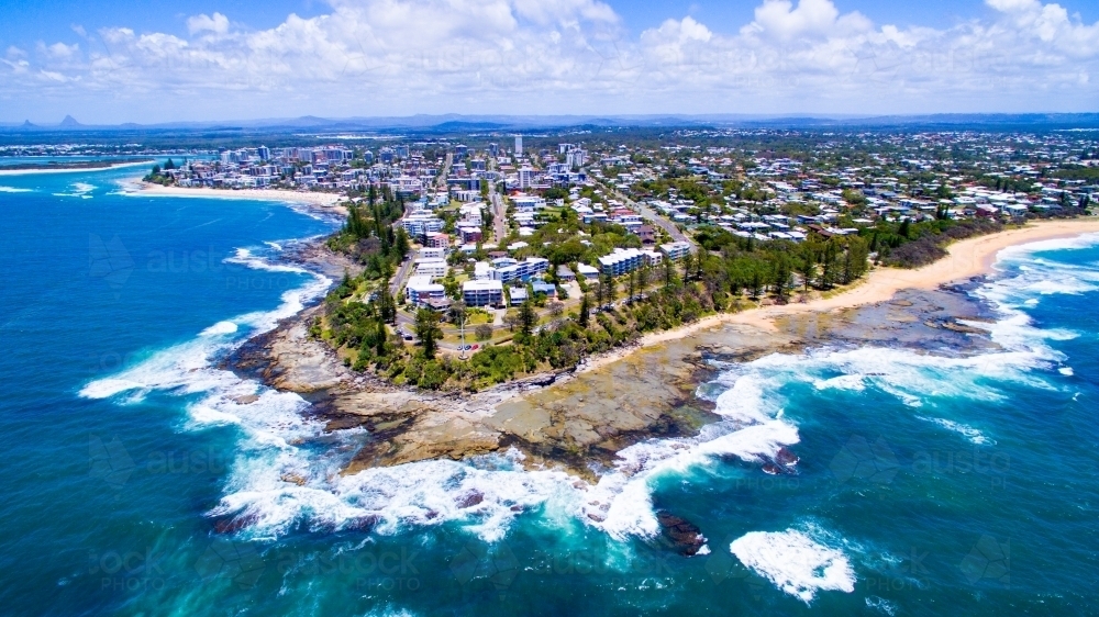 Aerial view of Point Wickham, Shelly Beach, and Kings ...