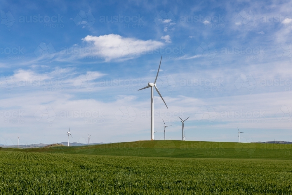 wind towers in farmland - Australian Stock Image