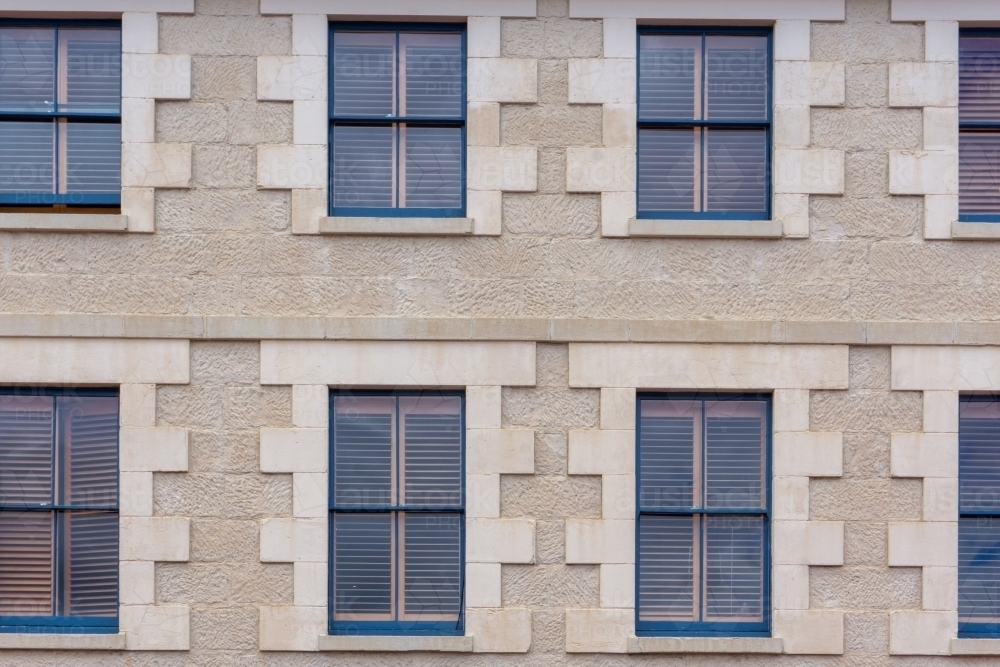 Windows in sandstone building - Australian Stock Image