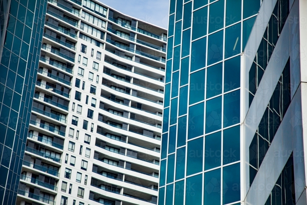 Windows of skyscraper buildings in the city - Australian Stock Image