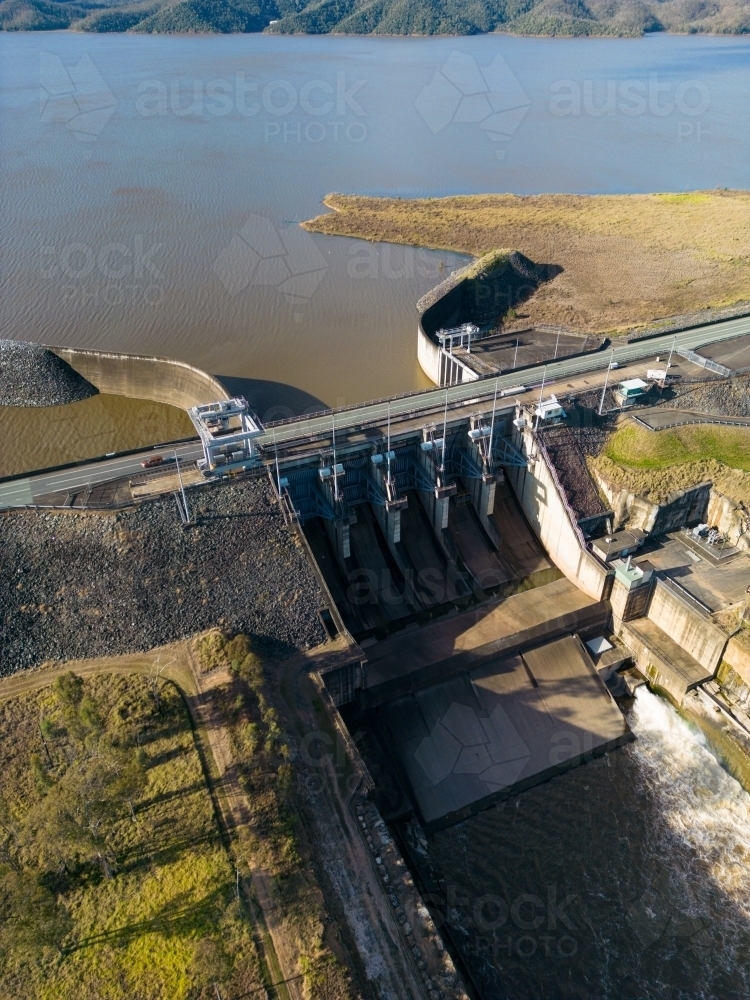 Wivenhoe Dam spillway and wall - Australian Stock Image