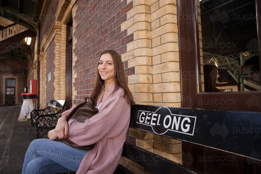 Woman waiting for a Train - Australian Stock Image