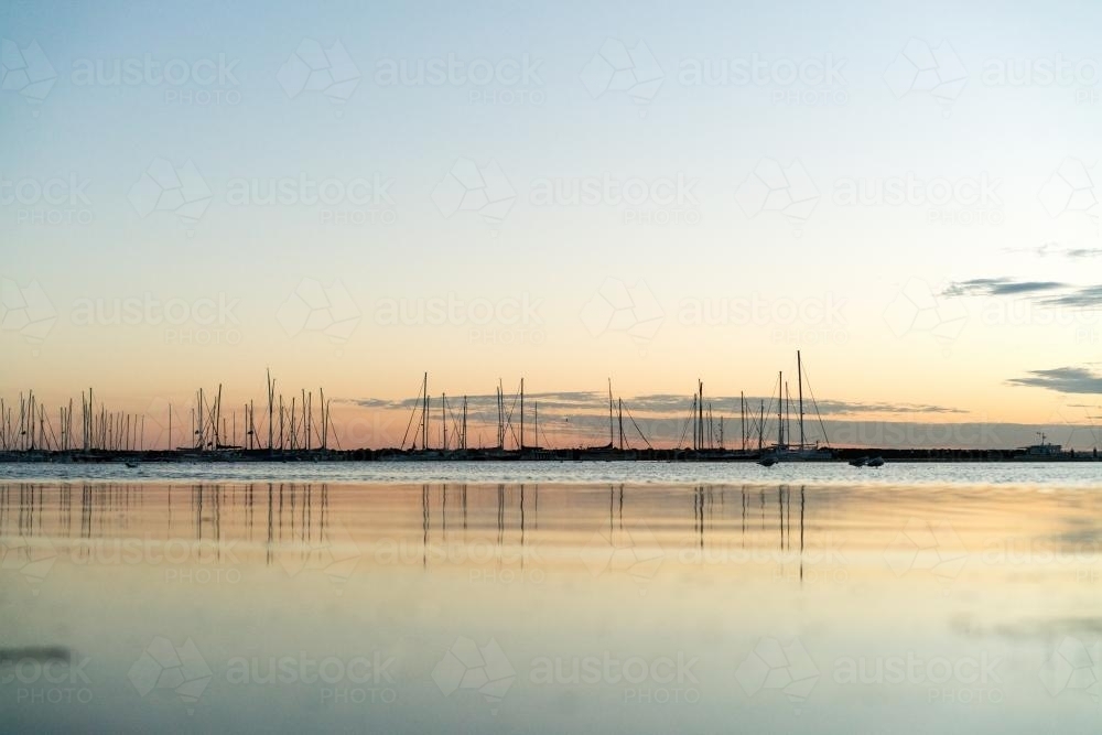 Yachts Moored on Port Phillip Bay, St Kilda, Victoria - Australian Stock Image