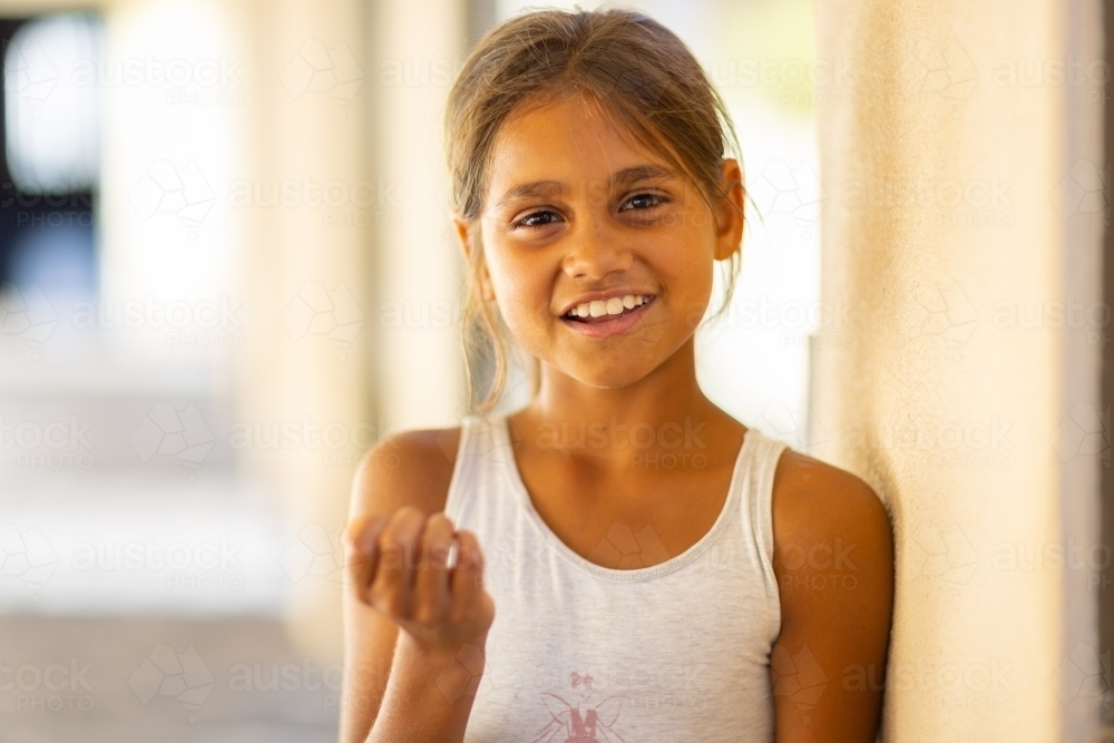 Image Of Young Aboriginal Girl Looking At Camera Austockphoto