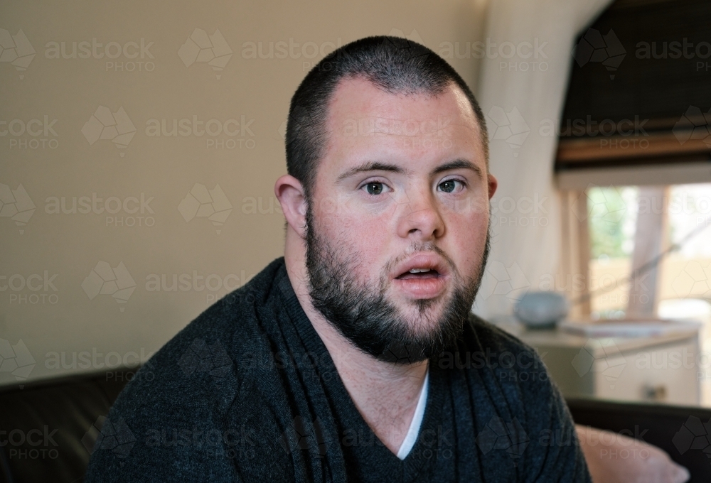 Young Man with Down Syndrome - Australian Stock Image