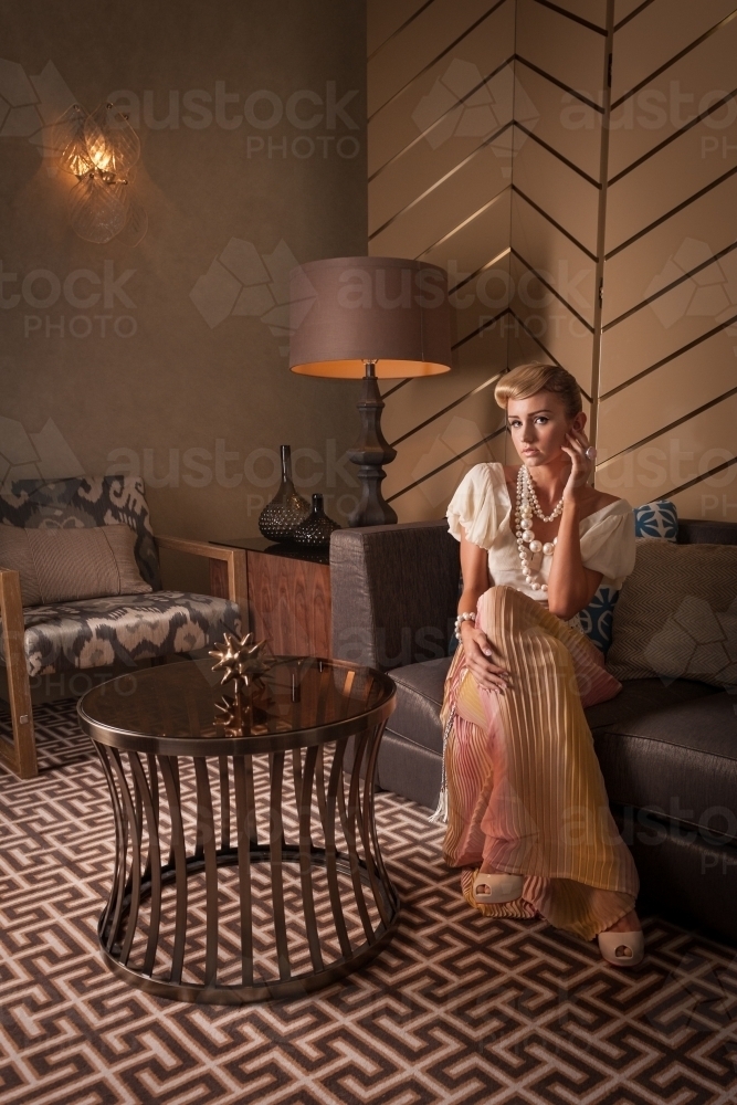 young woman in gatsby era fashion - Australian Stock Image