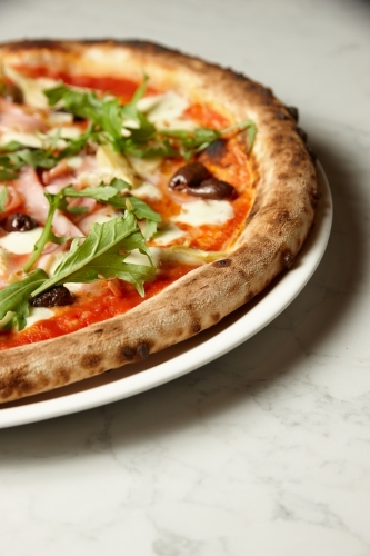 Close up shot of new york style pizza - Australian Stock Image