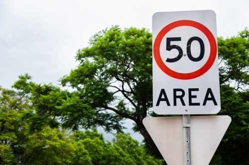 50 area speed limit road sign - Australian Stock Image