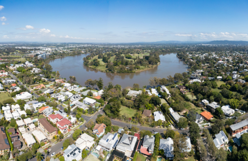 A bend in the Brisbane River area of Yeronga and Indooroopilly - Australian Stock Image