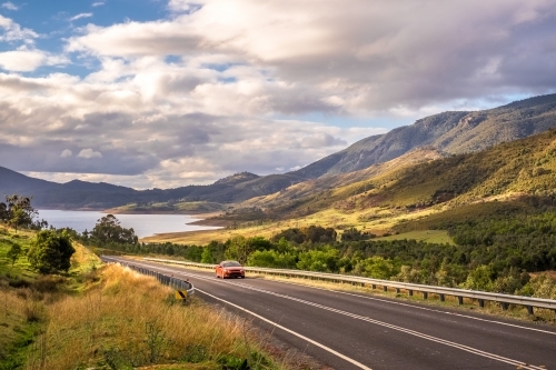 a car on a scenic highway ride - Australian Stock Image