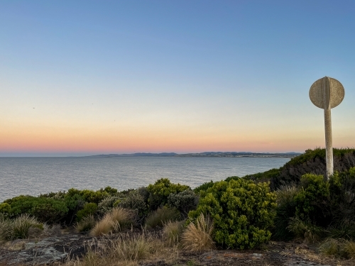 A coastal view at twilight with a gradient sky - Australian Stock Image
