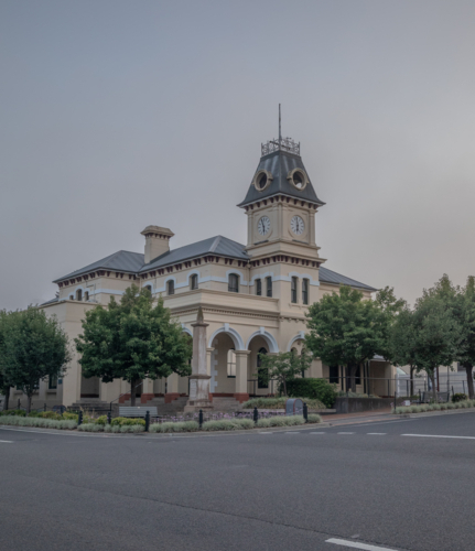 A country post office one early misty morning - Australian Stock Image