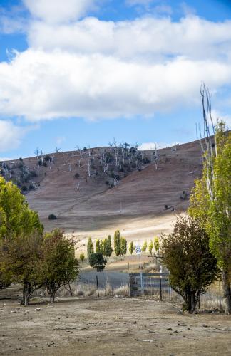 A sealed road winds its way towards dry and barren hills - Australian Stock Image