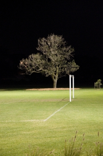 A suburban soccer ground at night - Australian Stock Image