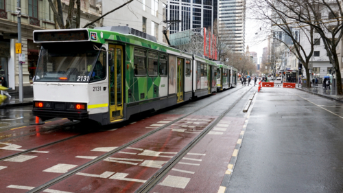 A tram in the city of Melbourne - Australian Stock Image