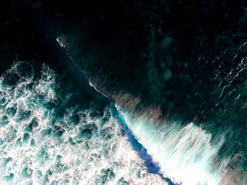 A wave moves quickly over a dark, afternoon ocean - Australian Stock Image