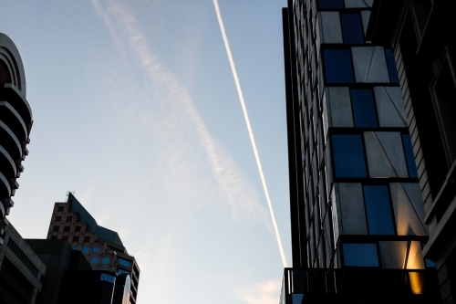 A white streak across the sky of Adelaide - Australian Stock Image