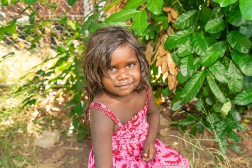 Aboriginal girl in the garden