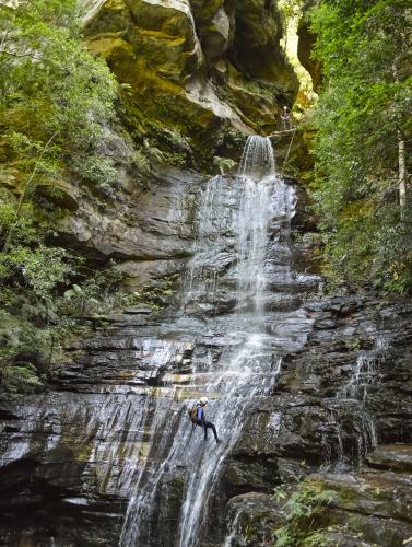 Abseiling at the Blue Mountains - Australian Stock Image