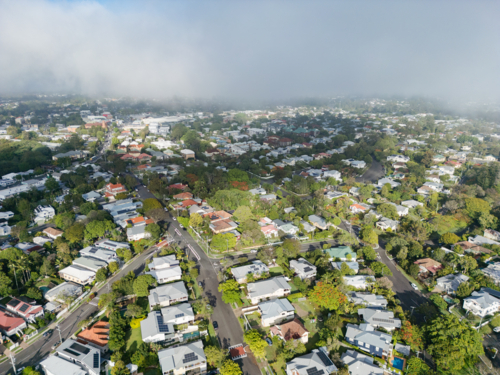 Aerial image looking over the northern suburb of Ashgrove in Brisbane - Australian Stock Image