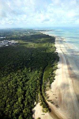 Aerial image of a rugged, tropical coastline - Australian Stock Image