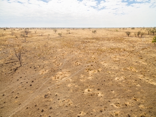 Aerial image of drought paddock - Australian Stock Image