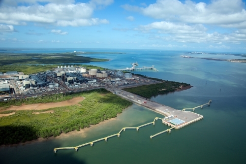 Aerial image of industrial plant in construction - Australian Stock Image