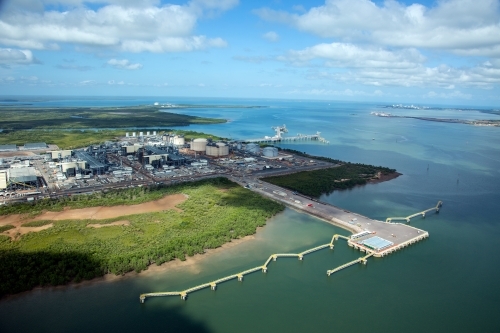 Aerial image of industrial plant in construction - Australian Stock Image