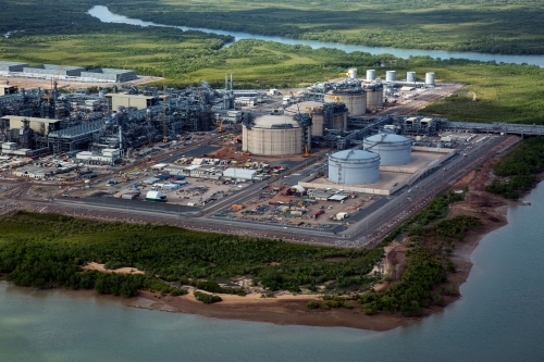 Aerial image of industrial plant in construction - Australian Stock Image