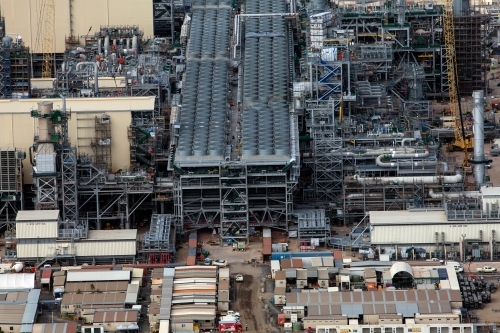 Aerial image of industrial plant in construction - Australian Stock Image