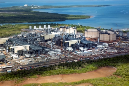 Aerial image of industrial plant in construction - Australian Stock Image