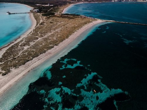 Aerial image of shallow reef surrounding Woodman Point - Australian Stock Image