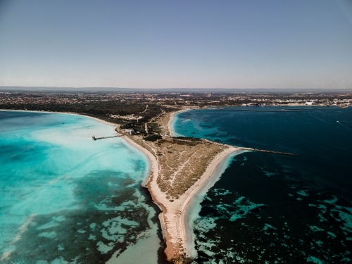 Aerial image of shallow reef surrounding Woodman Point - Australian Stock Image