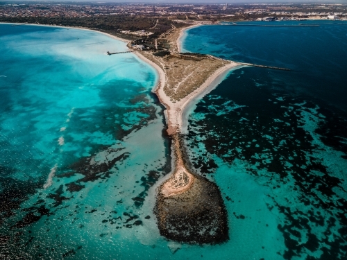 Aerial image of shallow reef surrounding Woodman Point - Australian Stock Image