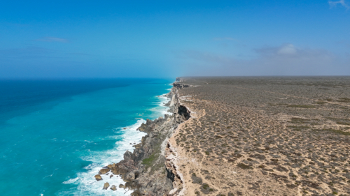 Aerial of the Bunda Cliffs at the southern edge of mainland Australia - Australian Stock Image