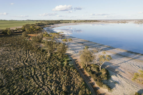 Aerial over Yenyening Lakes in Beverley Western Australia - Australian Stock Image