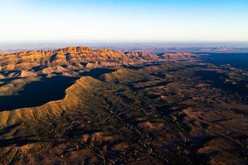 aerial shots of Flinders Ranges in early morning light - Australian Stock Image