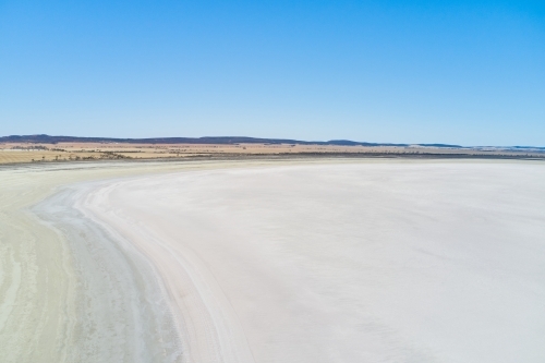 Aerial view across a dry salt lake in Western Australia - Australian Stock Image