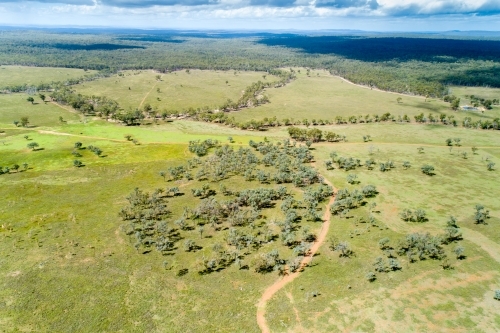 Aerial view of a farm paddock. - Australian Stock Image