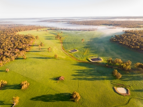 Aerial view of Australian countryside in Spring - Australian Stock Image