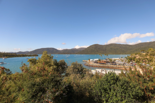 Aerial view of car park at Shute Harbour in the Whitsundays - Australian Stock Image