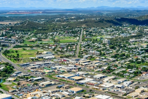 Aerial view of commercial and industrial area - Australian Stock Image