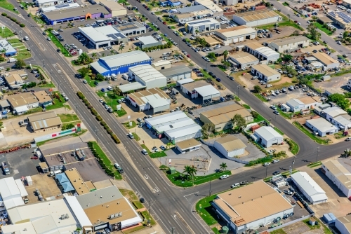 Aerial view of commercial and industrial area - Australian Stock Image